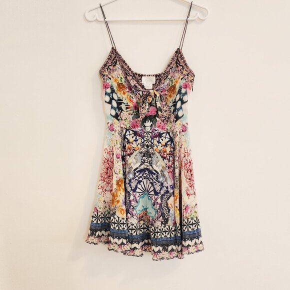 Camilla Short Dress With Tie Front Shibori Shores Size Small - Picture 4 of 12